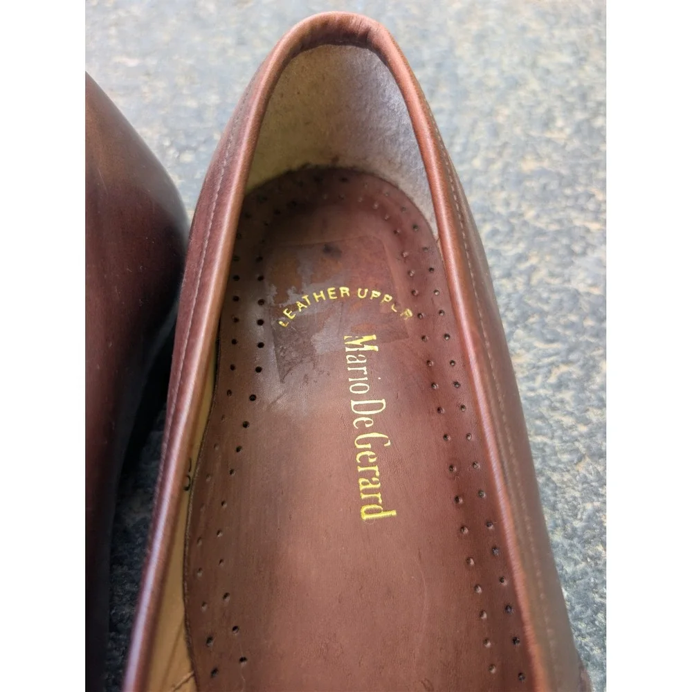 Mario De Gerard Vintage Loafers Mens 41 Brown Leather Eclectic Grandpa Slip On